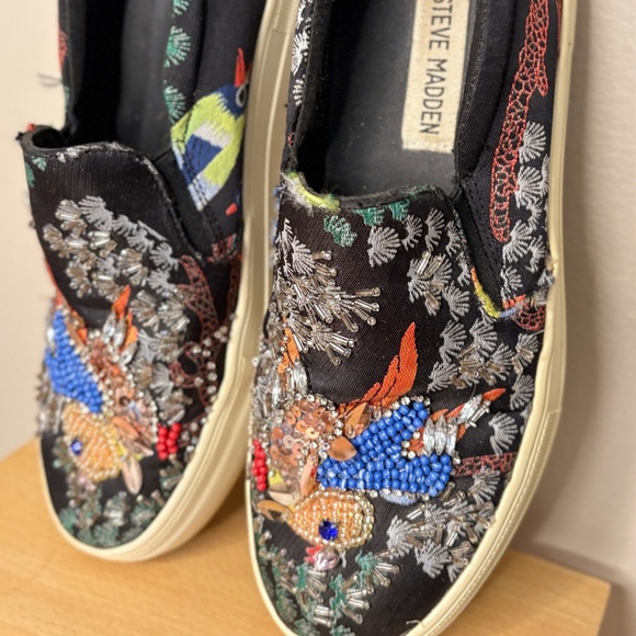 Steve Madden Sequin Beaded Chunky Sole Black Slip-on Sneakers Size 7 - Picture 12 of 13